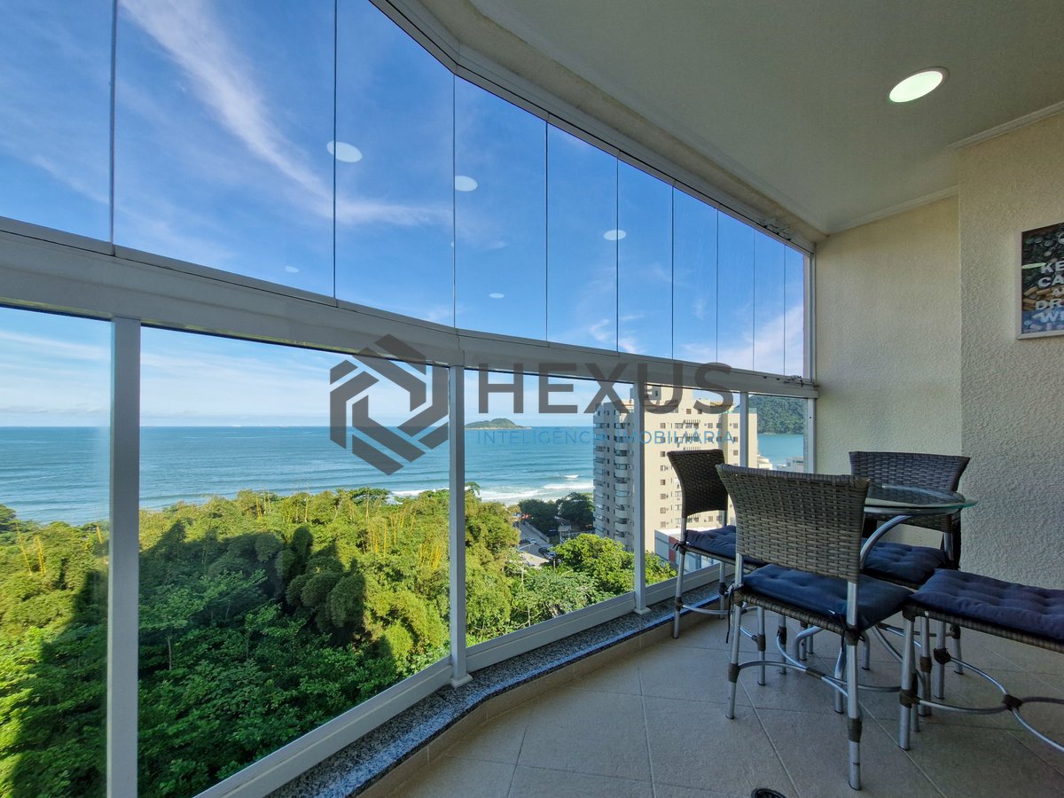 Foto 10 de Apartamento com varanda gourmet vista mar e lazer na beira mar da praia no Tombo, Guarujá