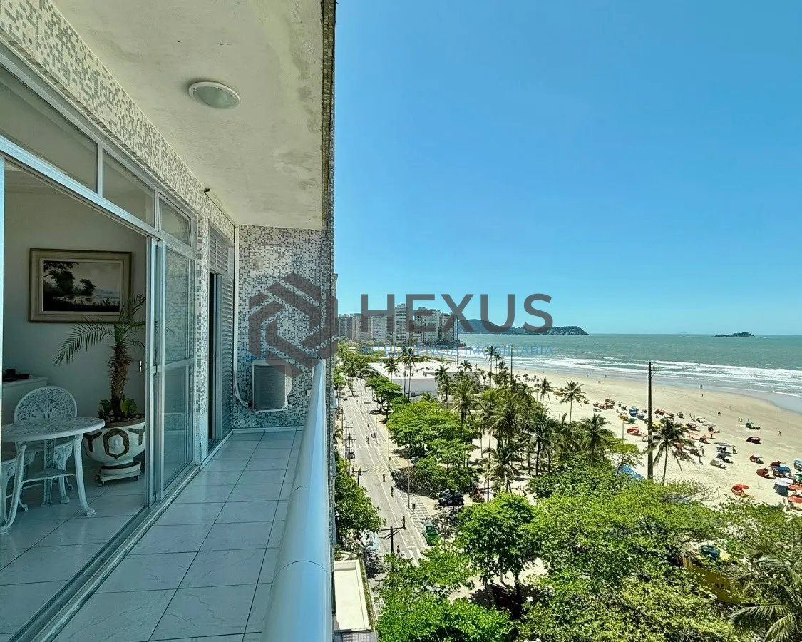 Foto 2 de Apartamento frente mar com varanda vista mar nas Pitangueiras, Guarujá