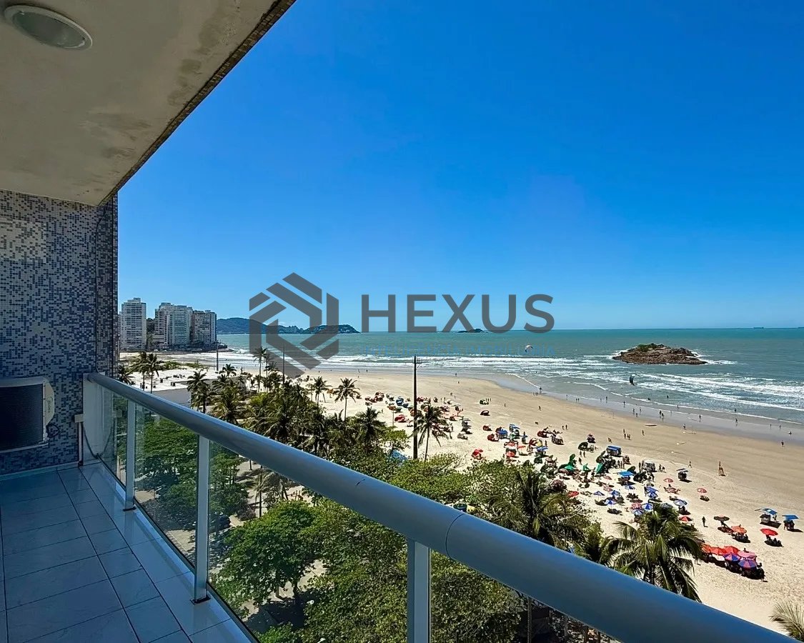 Foto 8 de Apartamento frente mar com varanda vista mar nas Pitangueiras, Guarujá