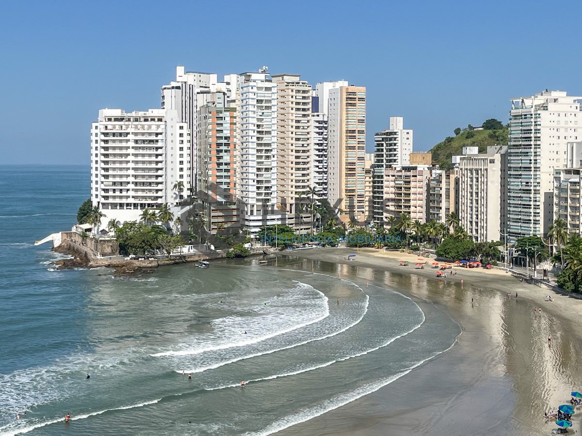 Foto 15 de Apartamento frente mar com varanda e lazer no Jardim Astúrias, Guarujá