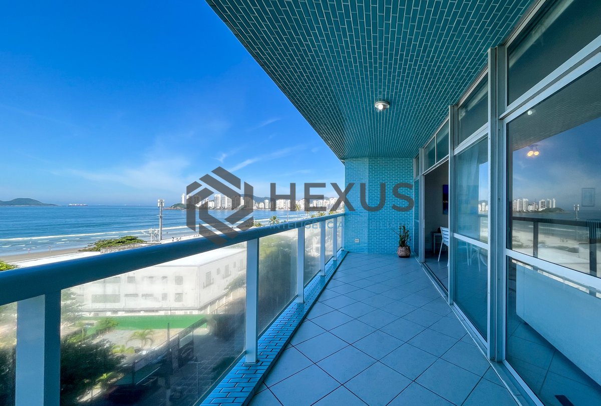 Foto 16 de Apartamento frente mar com varanda nas Pitangueiras, Guarujá