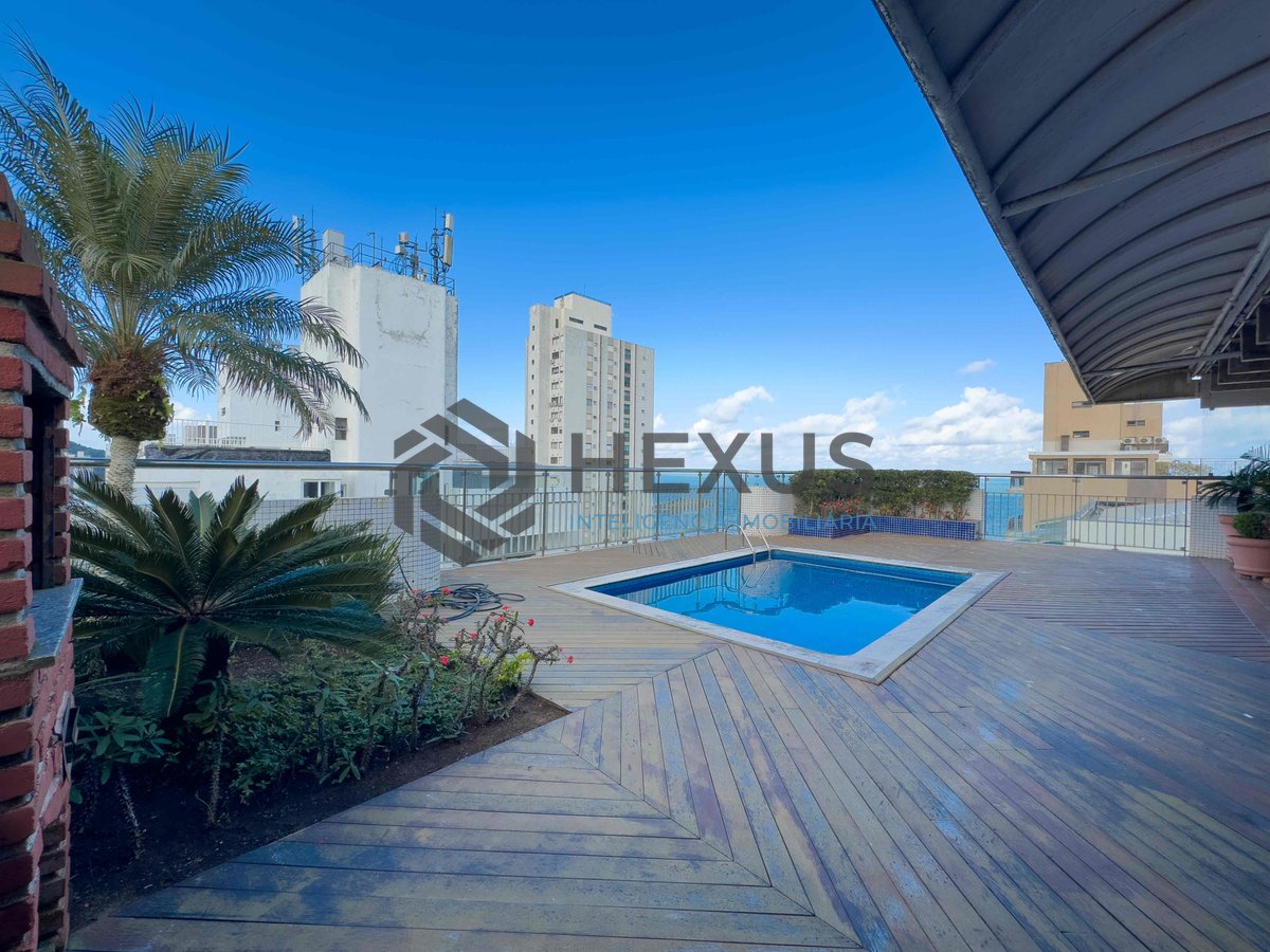 Foto 7 de Cobertura com piscina, churrasqueira, vista mar, quadra mar, Praia das Pitangueiras, 3 quartos (3 suítes), 2 vagas, Guarujá-SP | Hexus Inteligência Imobiliária