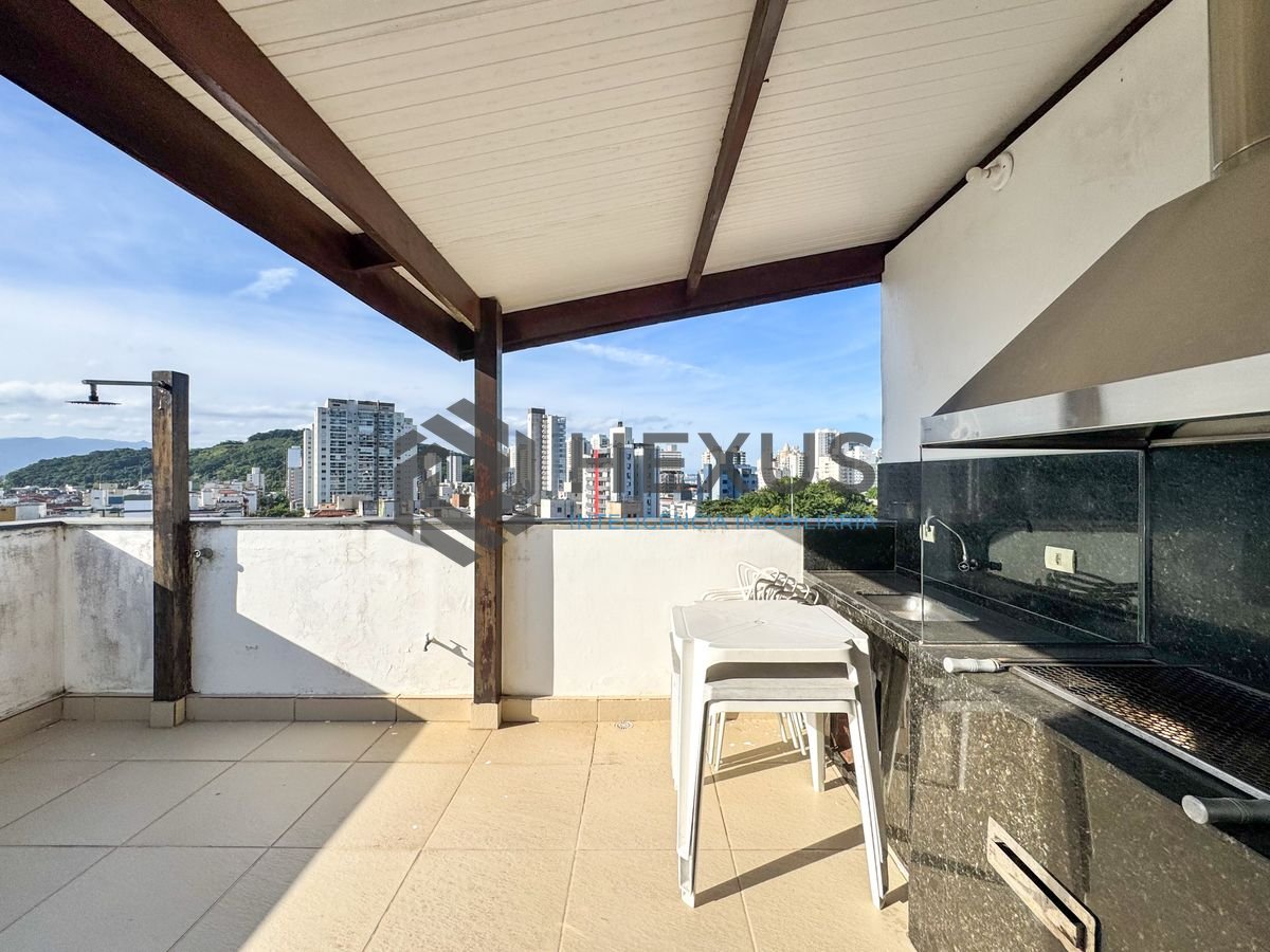 Foto 44 de Cobertura Duplex com varanda vista mar e lazer na região do Jardim Las Palmas no Tombo, Guarujá