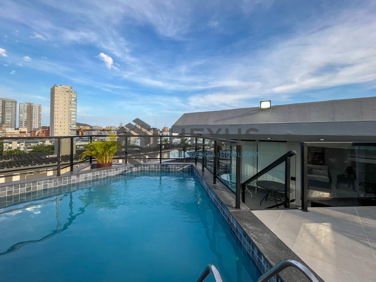 Foto 43 de Cobertura piscina e área gourmet com churrasqueira na região do Aquário na Praia da Enseada, Guaruja