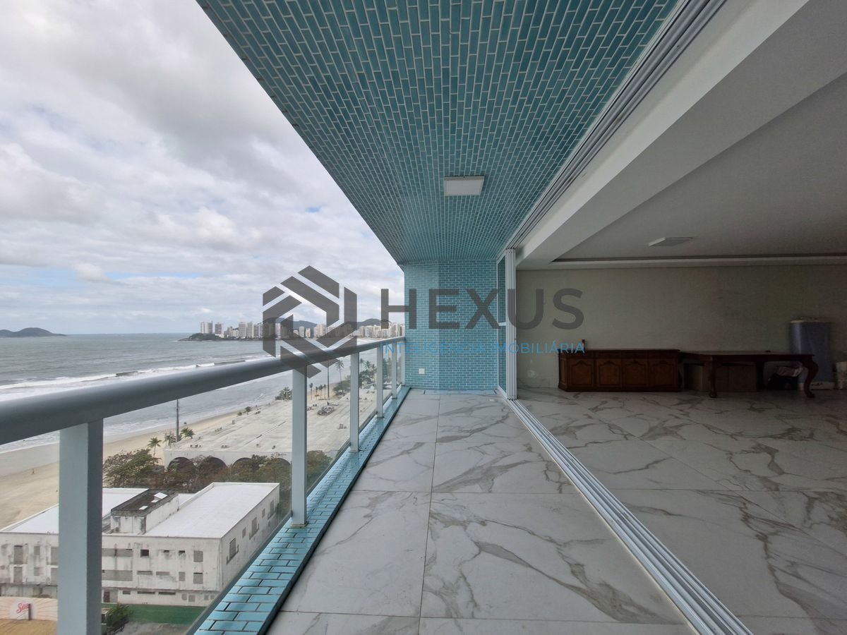 Foto 6 de Apartamento frente mar com varanda vista mar da praia nas Pitangueiras, Guarujá